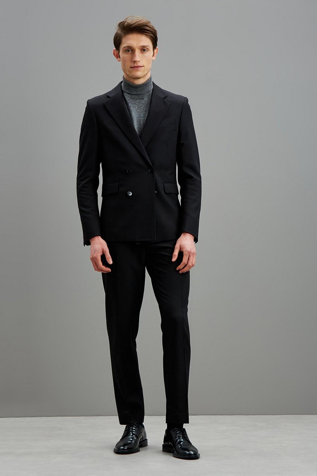 Black Skinny Bi-Stretch Two-Piece Suit image number 2