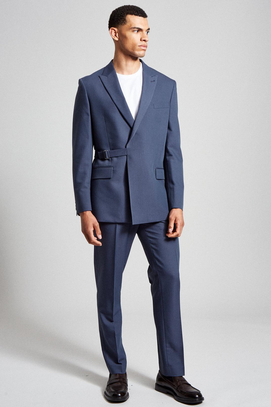 Blue Slim Bi-stretch Suit Trouser image number 1