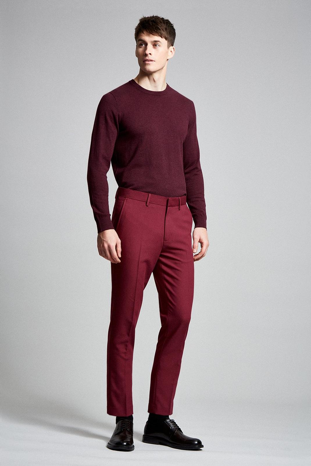 Cherry Skinny Crop Fit Burgundy Bi-stretch Suit Trouser image number 1