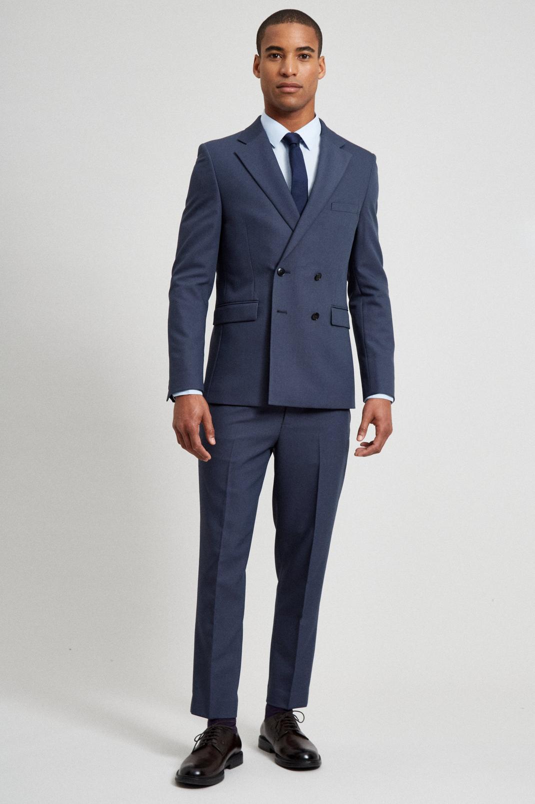 Blue Skinny Crop Bi-stretch Suit Trouser image number 1