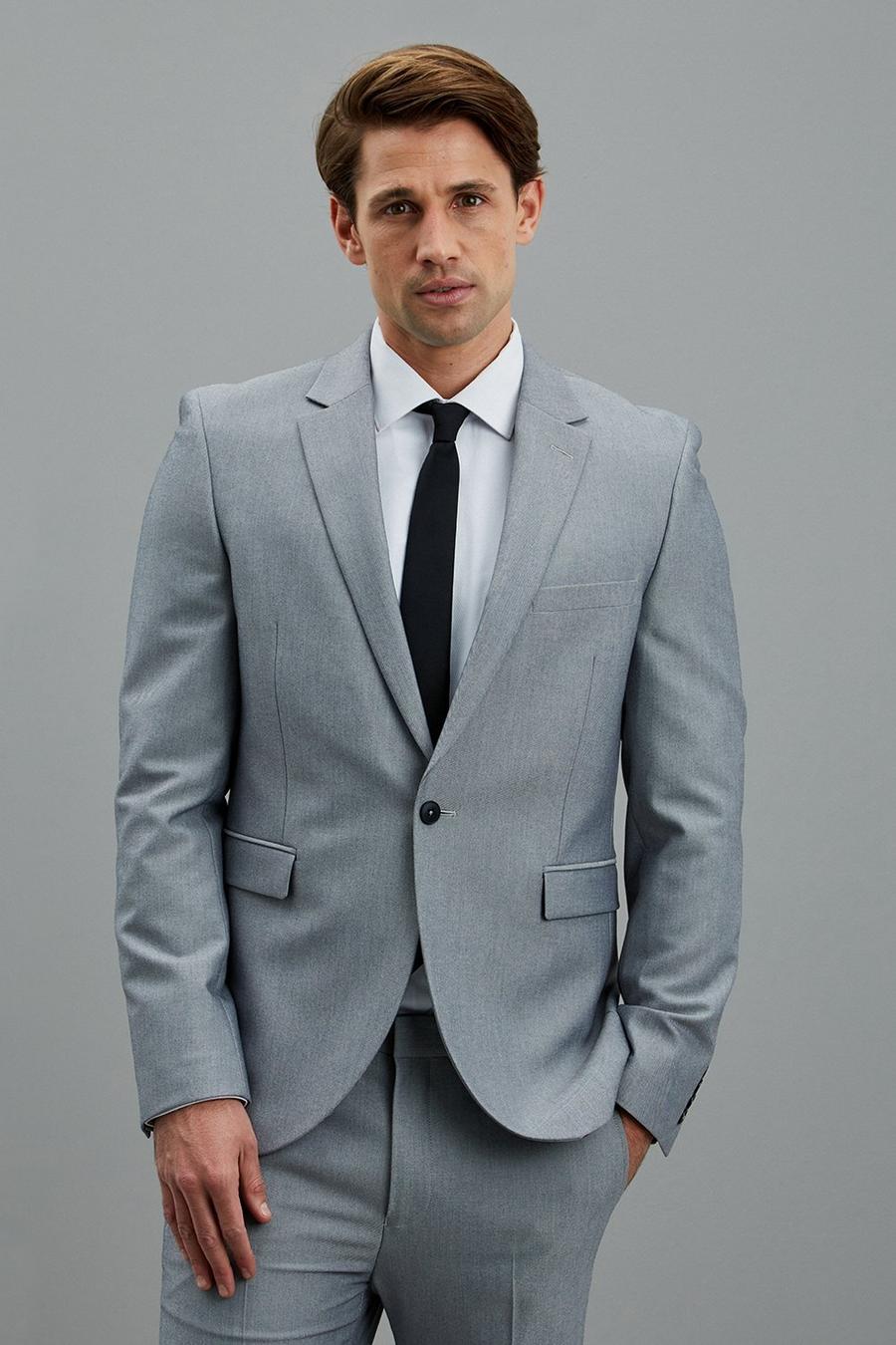 Light Grey Super Skinny Bi-Stretch Two-Piece Suit