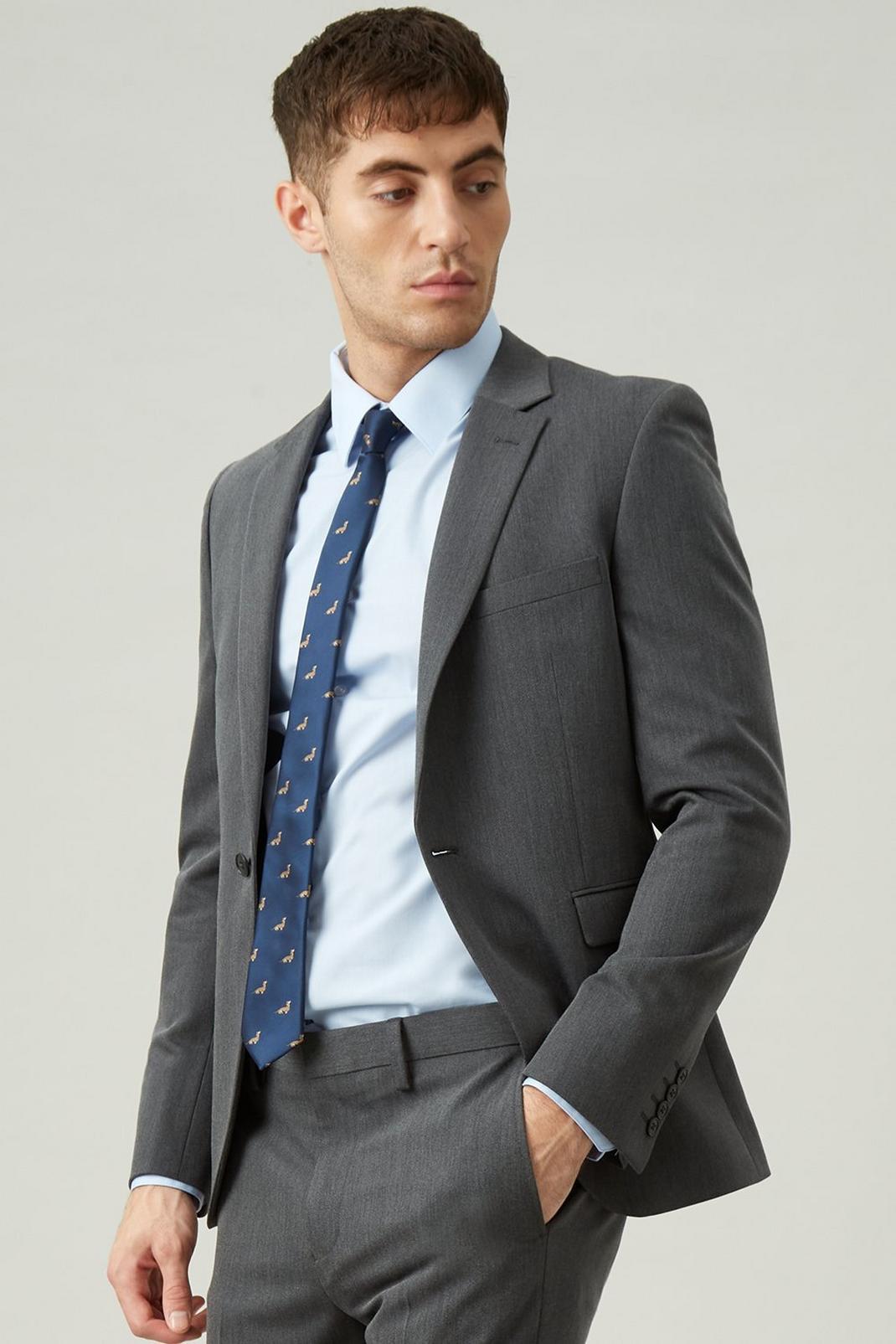 Charcoal Super Skinny Dark Grey Bi-Stretch Suit Jacket image number 1