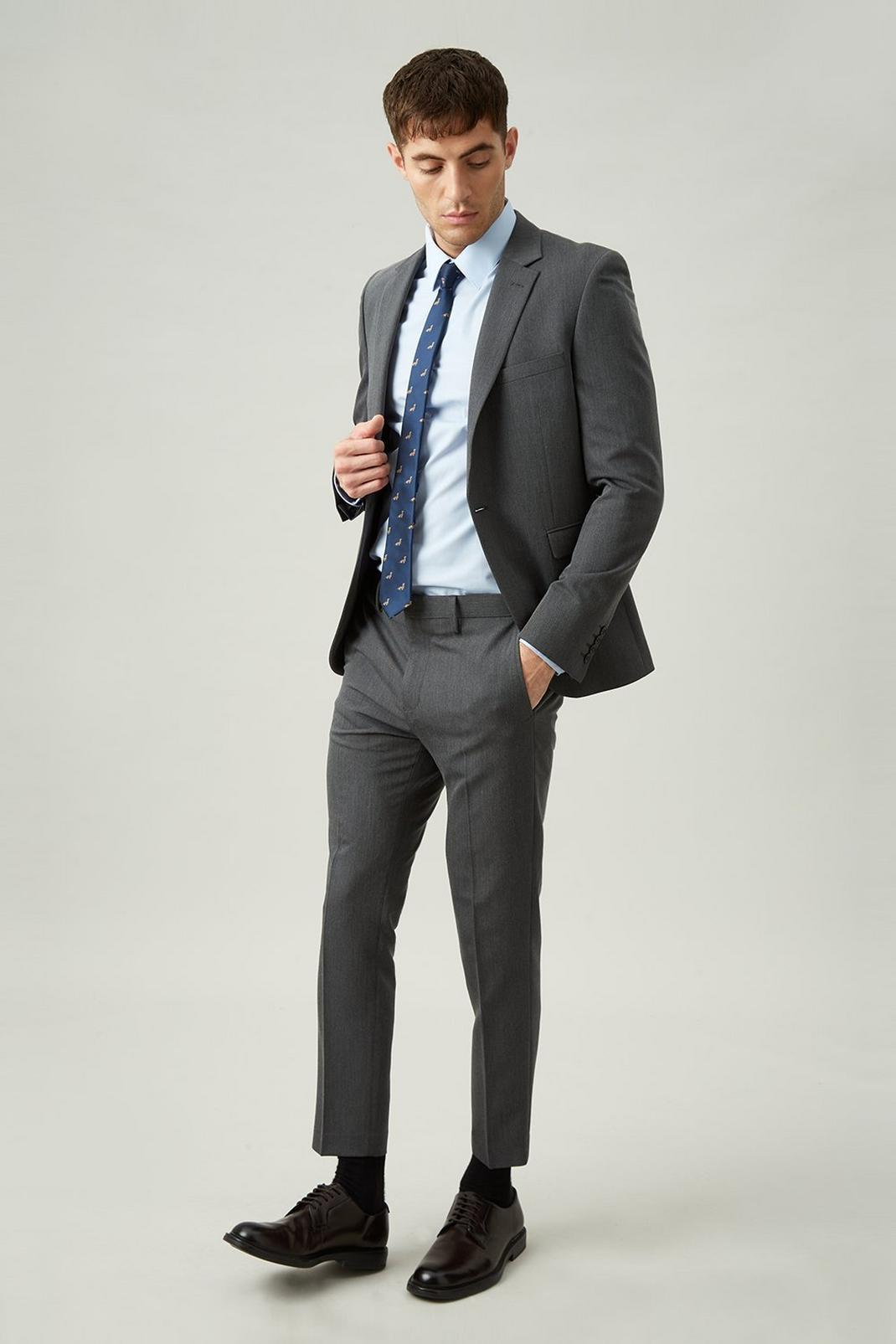 115 Charcoal Super Skinny Bi-stretch Suit Blazer image number 2