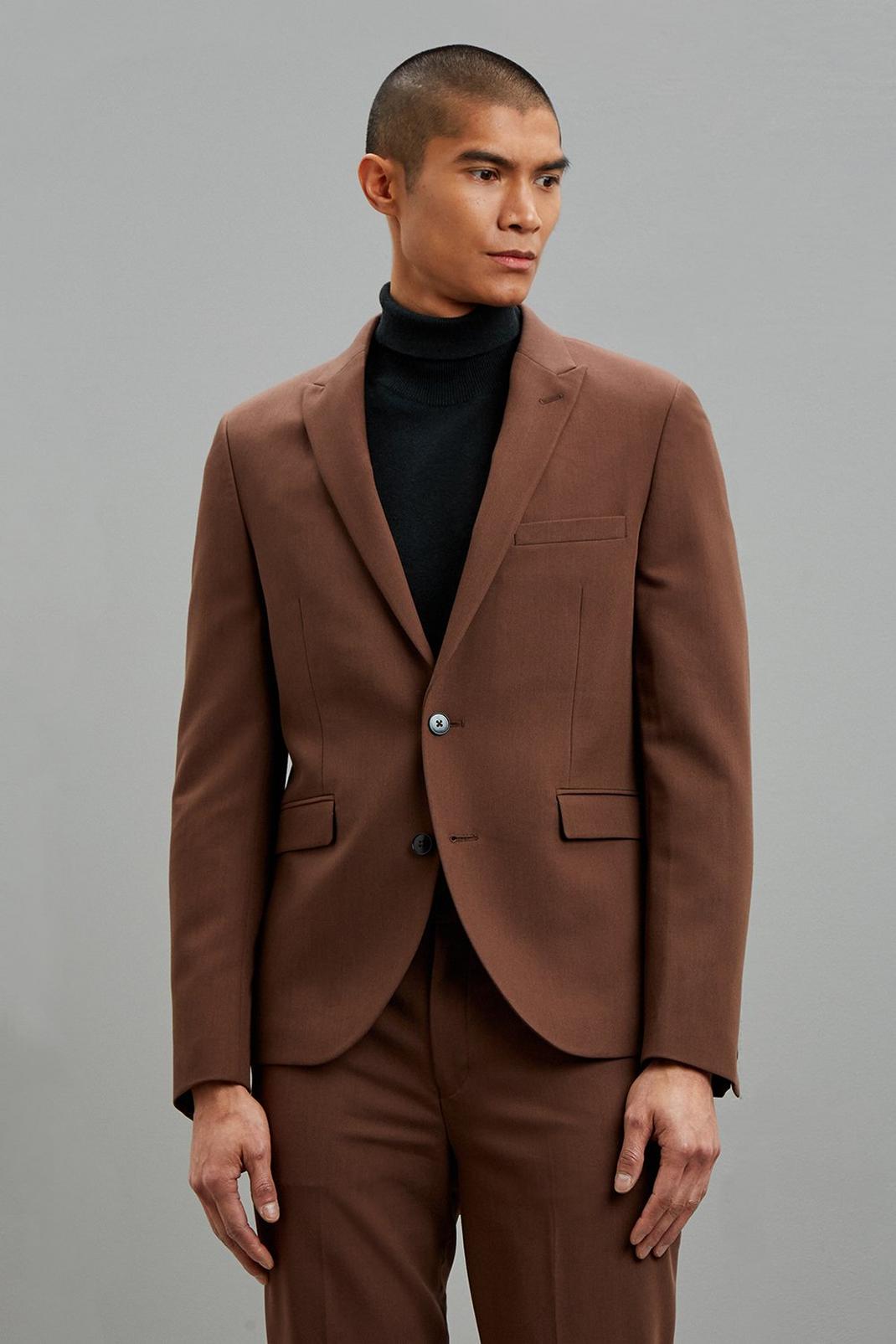 Brown Super Skinny Bi-Stretch Two-Piece Suit image number 2