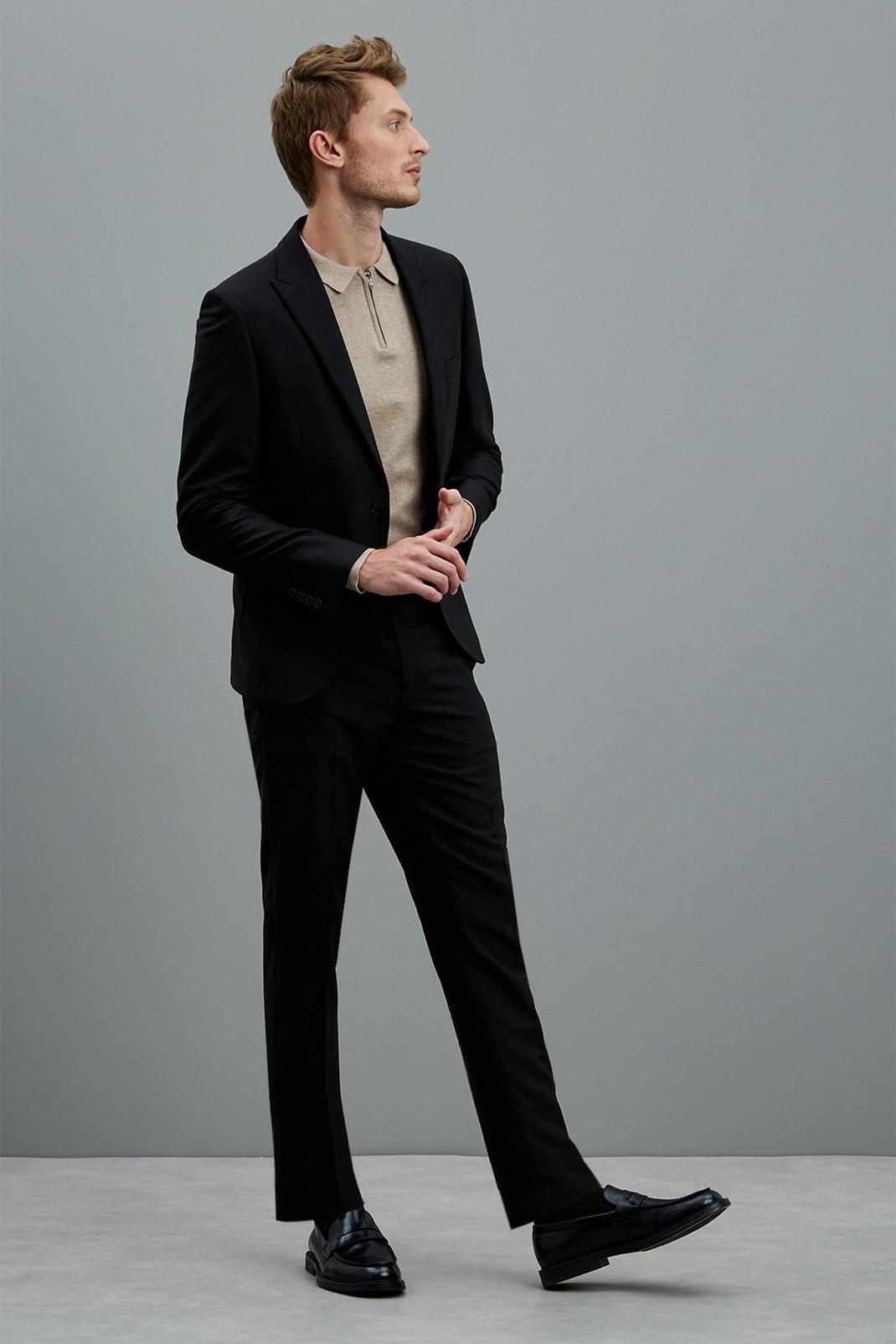 Skinny Fit Black Bi-Stretch Suit Jacket image number 1