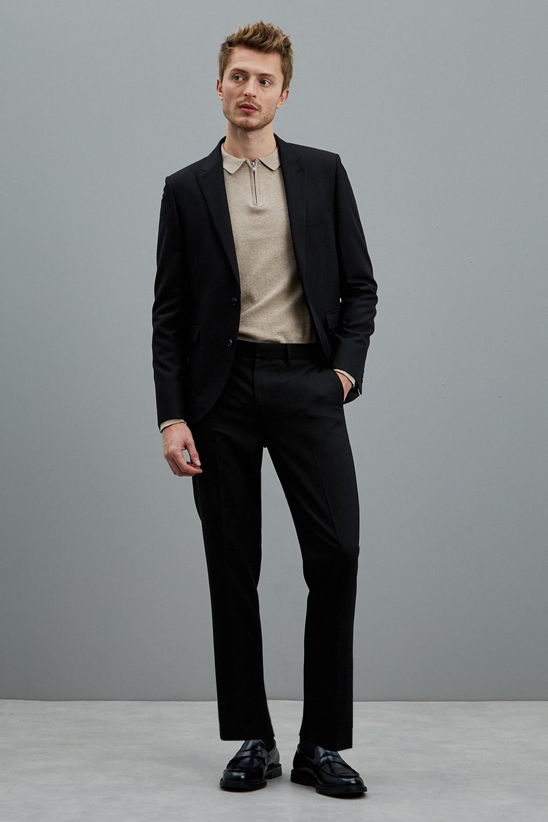 105 Black Skinny Bi-stretch Suit Blazer image number 2