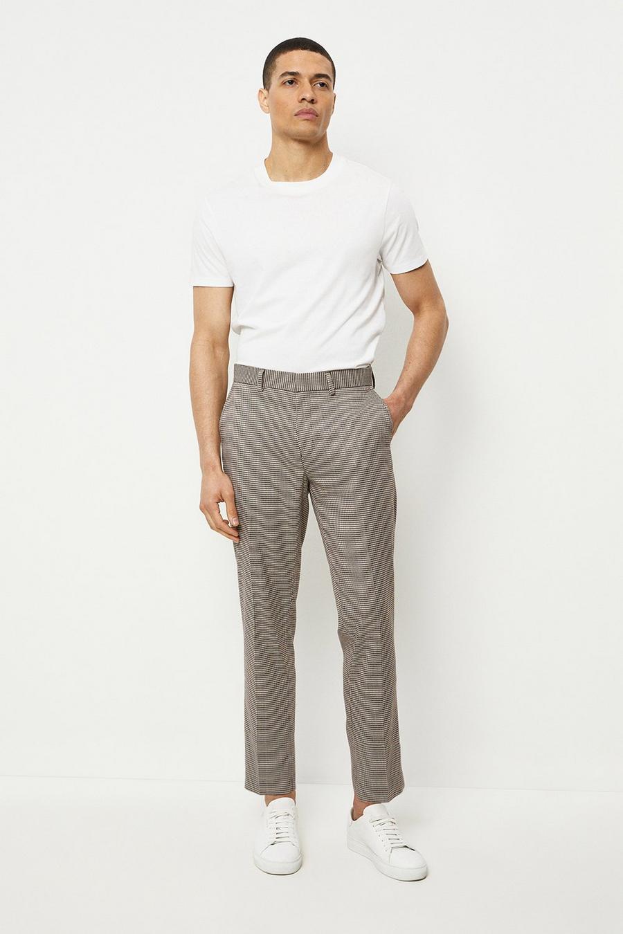 Tapered Fit Multi Dogtooth Elasticated Waistband Trouser