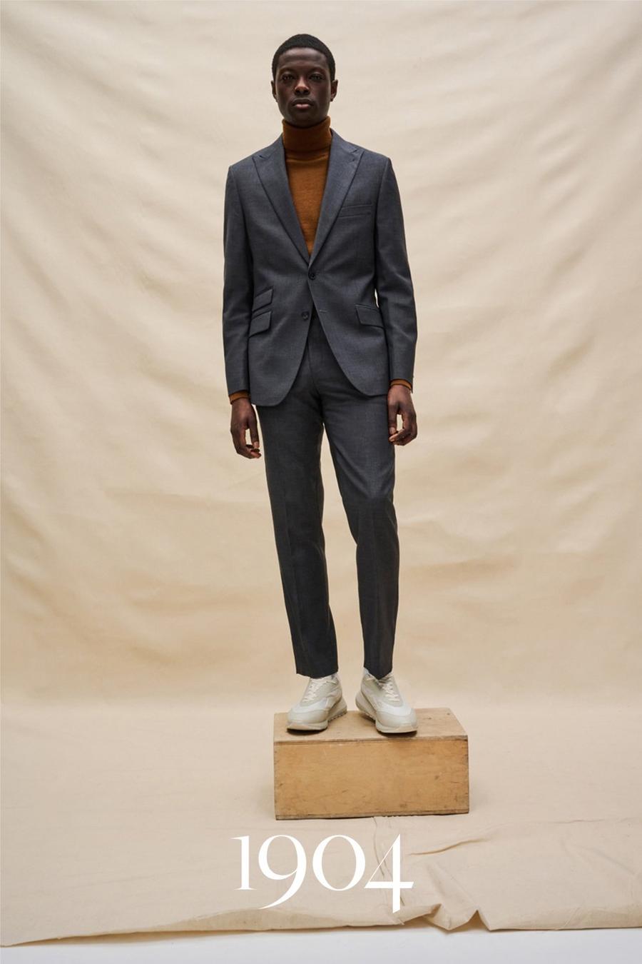 Grey Pindot Wool Three-Piece Suit