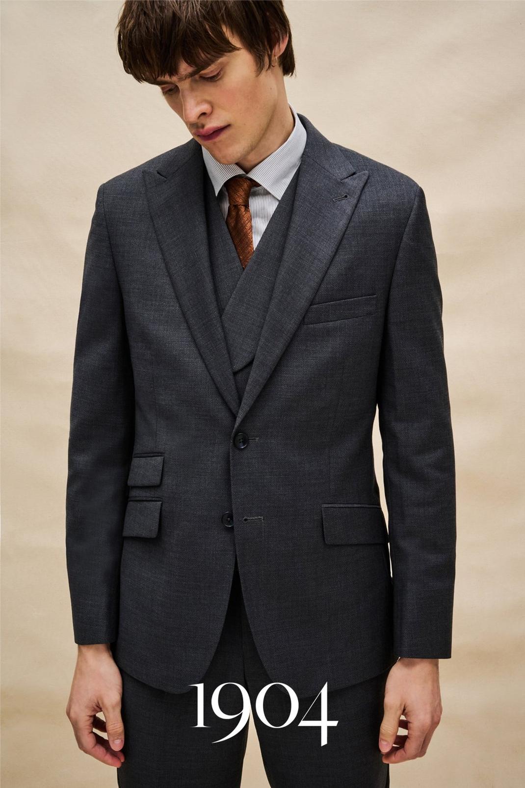 131 1904 Grey Pindot Tailored Fit Wool Suit Jacket image number 1
