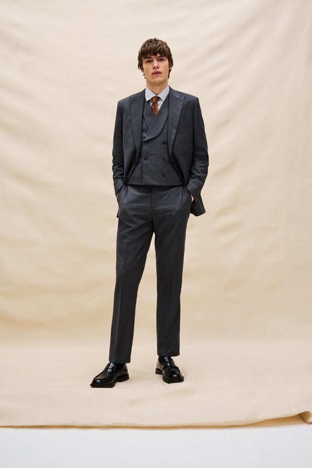 131 1904 Grey Pindot Tailored Fit Wool Suit Jacket image number 2