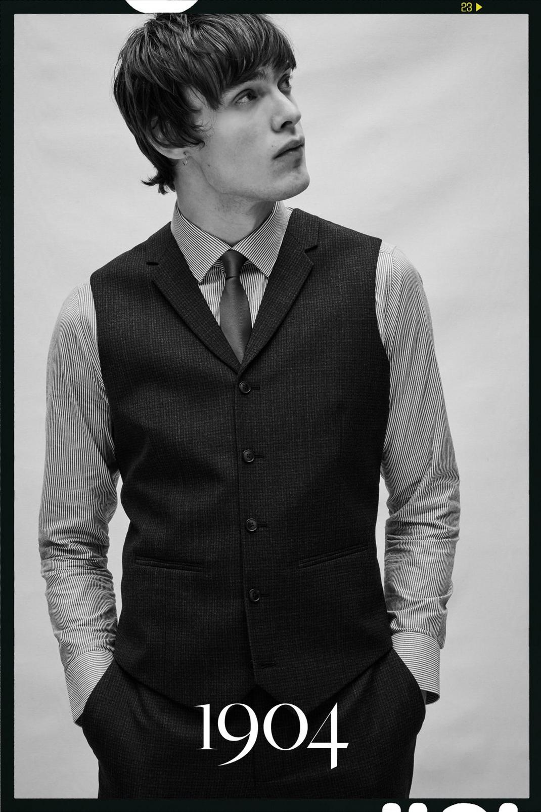 1904 Tailored Fit Charcoal Textured Waistcoat image number 1