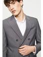 508 Slim Double Breasted Grey Stripe Suit Blazer