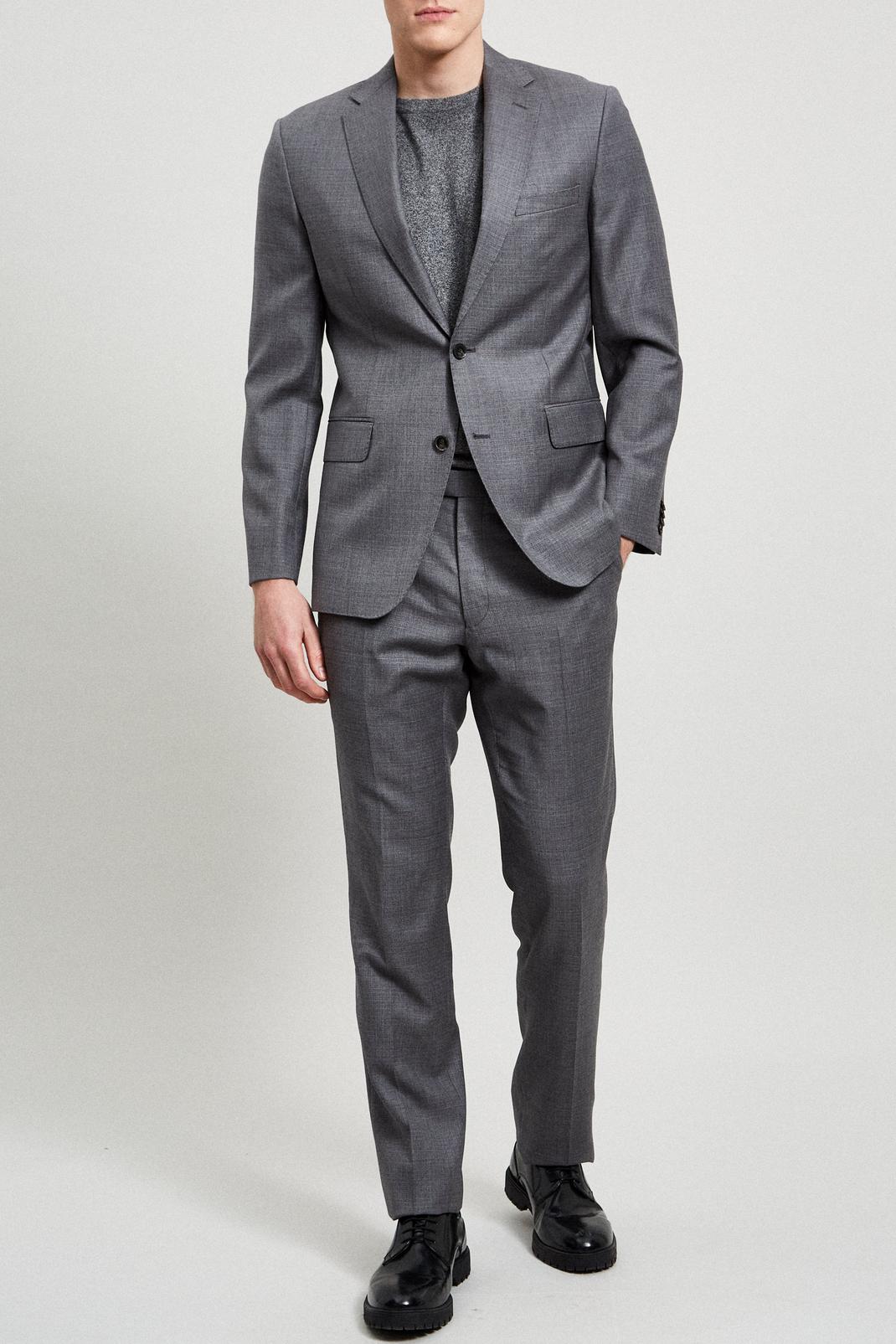 115 Grey Semi Plain Wool Suit Jacket image number 1