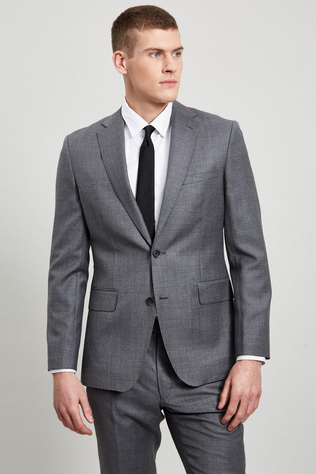 115 Grey Semi Plain Wool Suit Jacket image number 2