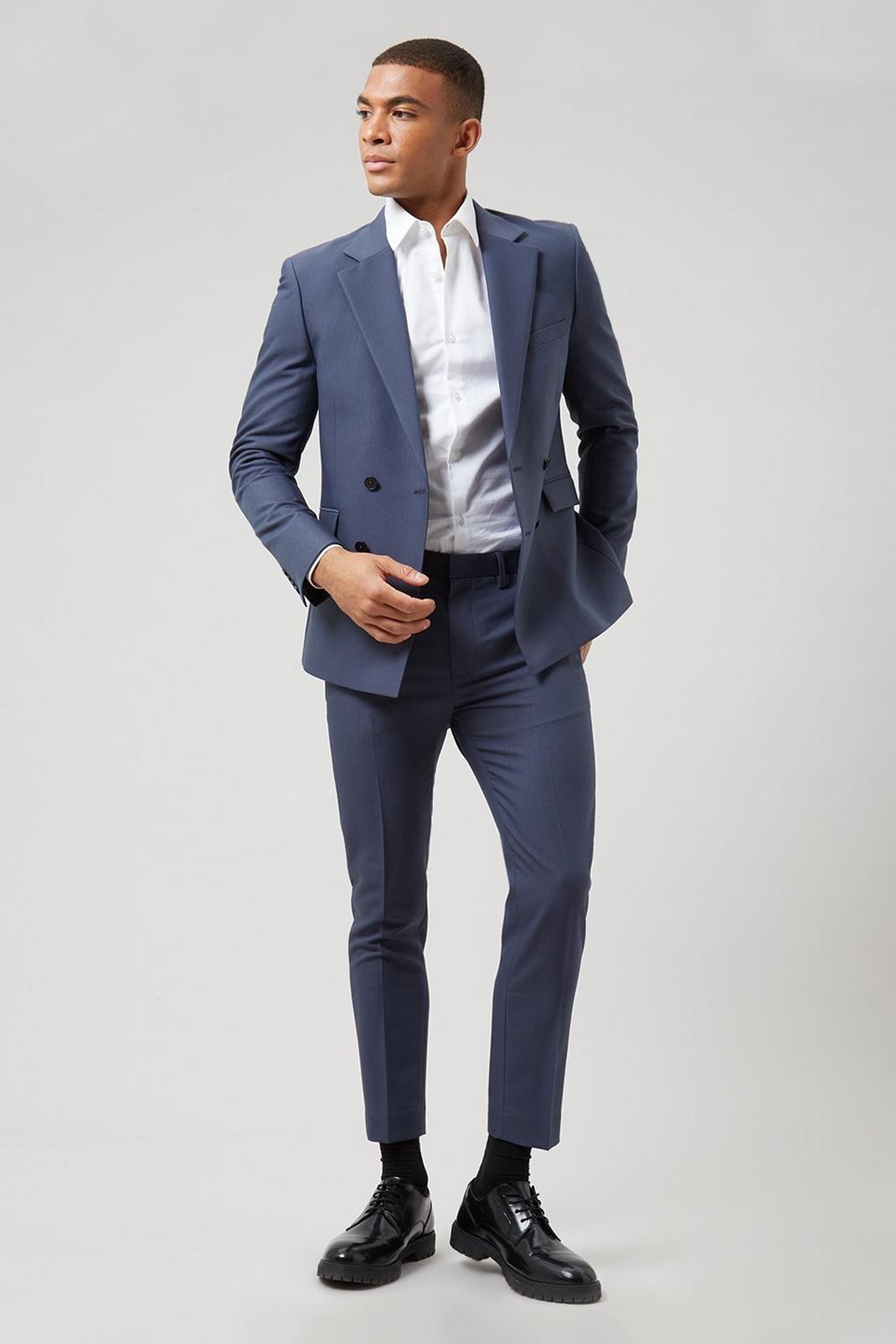 106 Blue Super Skinny Bi-stretch Db Suit Blazer image number 2