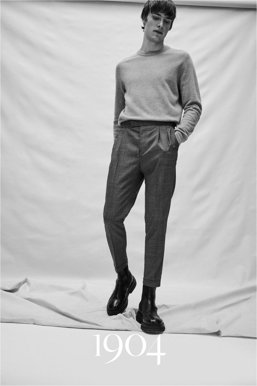 1904 Slim Fit Grey Basketweave Side Adjustor Trouser