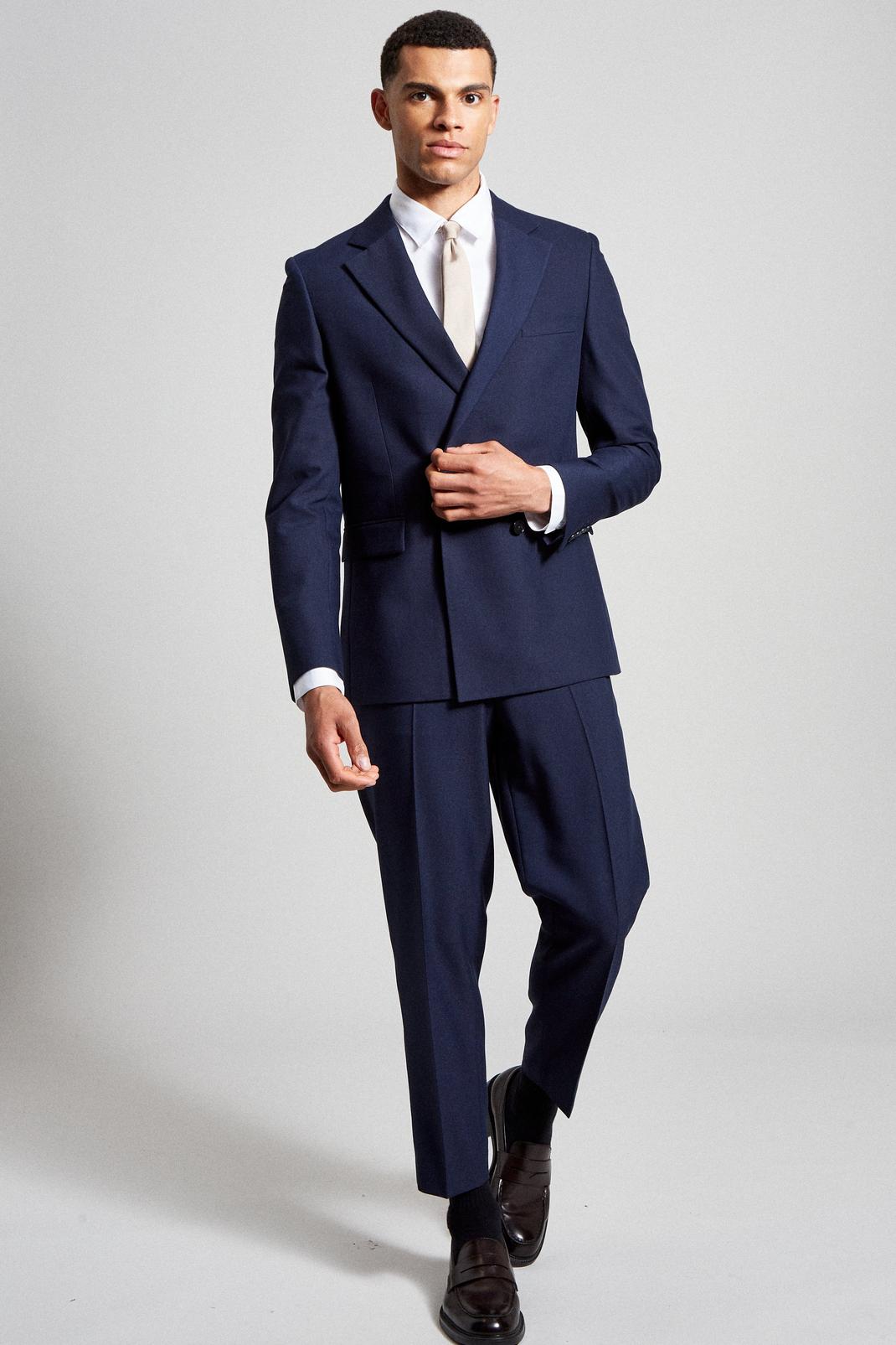 148 Navy Relaxed Tapered Bi-stretch Suit Trouser image number 2