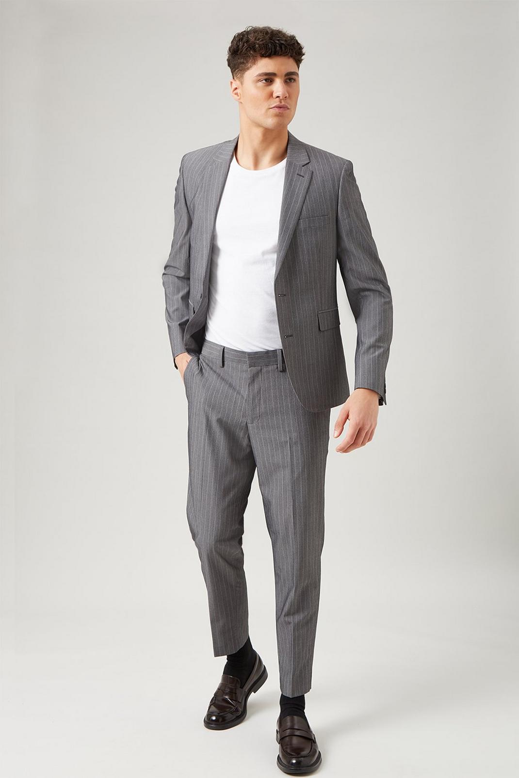 508 Grey Stripe Skinny Crop Trouser image number 1