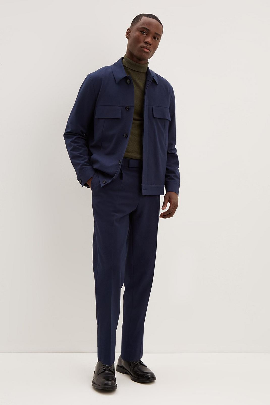 Slim Tapered Fit Navy Seersucker Suit Trouser image number 1