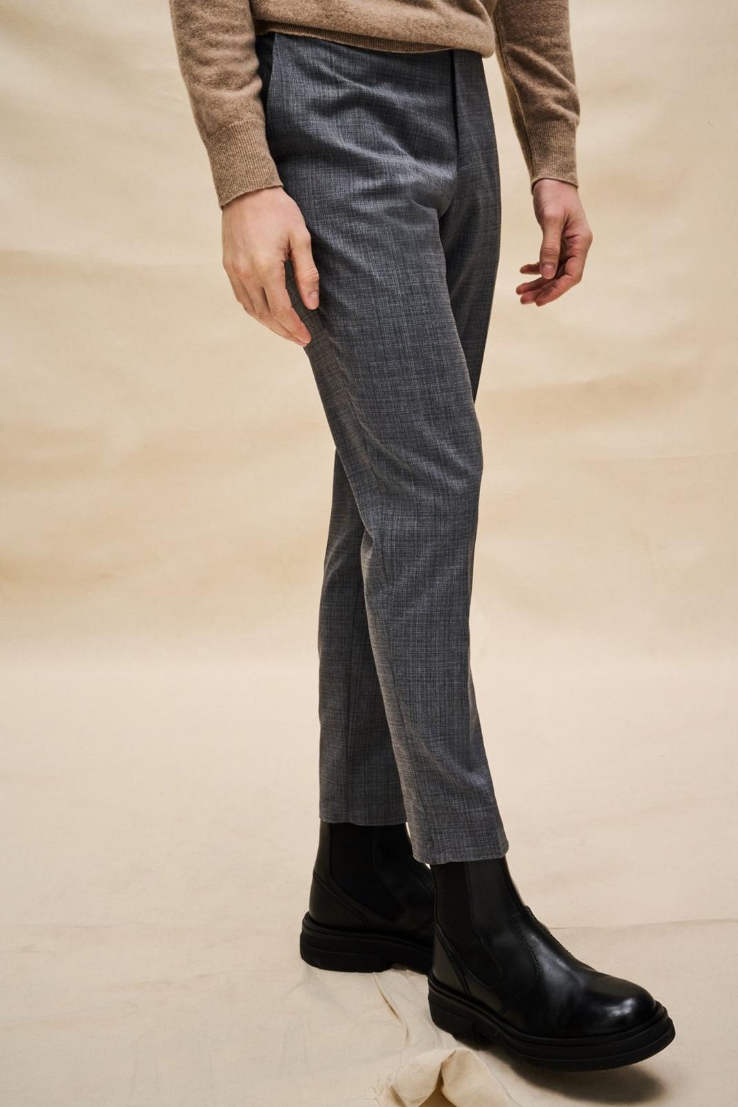 115 1904 Grey Basketweave Tapered Wool Suit Trousers image number 2