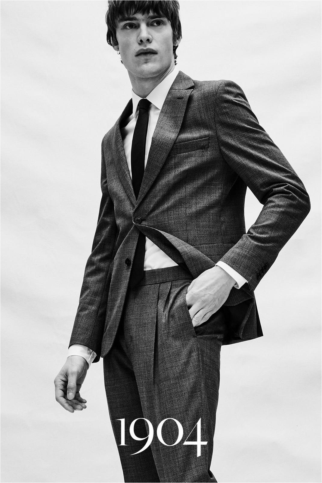 115 1904 Charcoal Twisted Textured Wool Suit Jacket image number 1