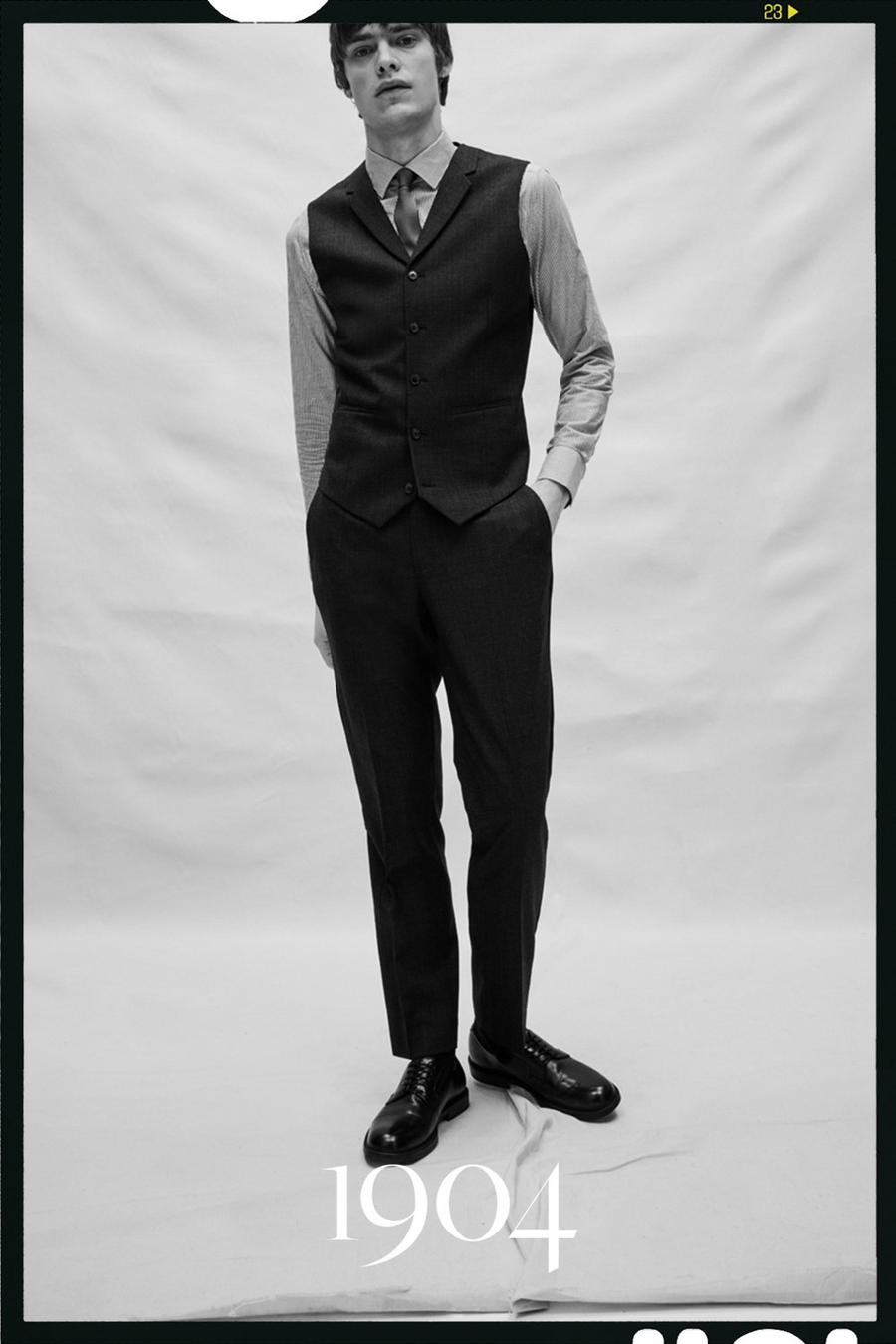 1904 Charcoal Textured Wool Blend Suit Trouser