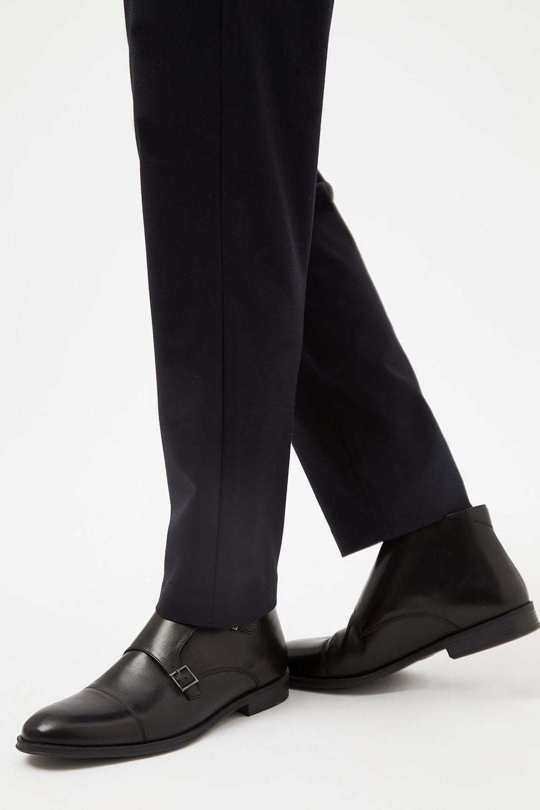 Black Leather Monk Strap Boots image number 1