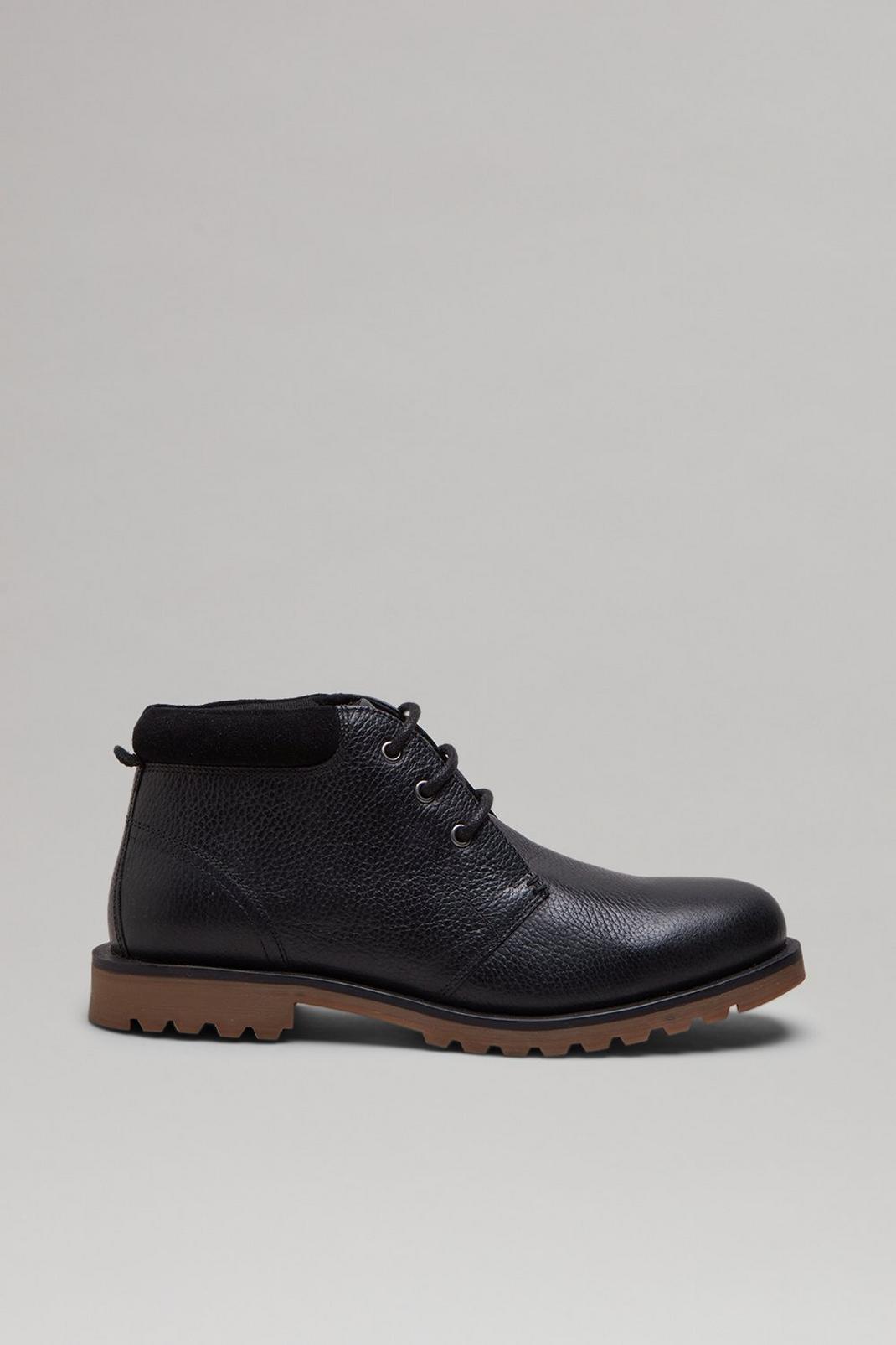 Black Padded Leather Chukka Boots image number 1