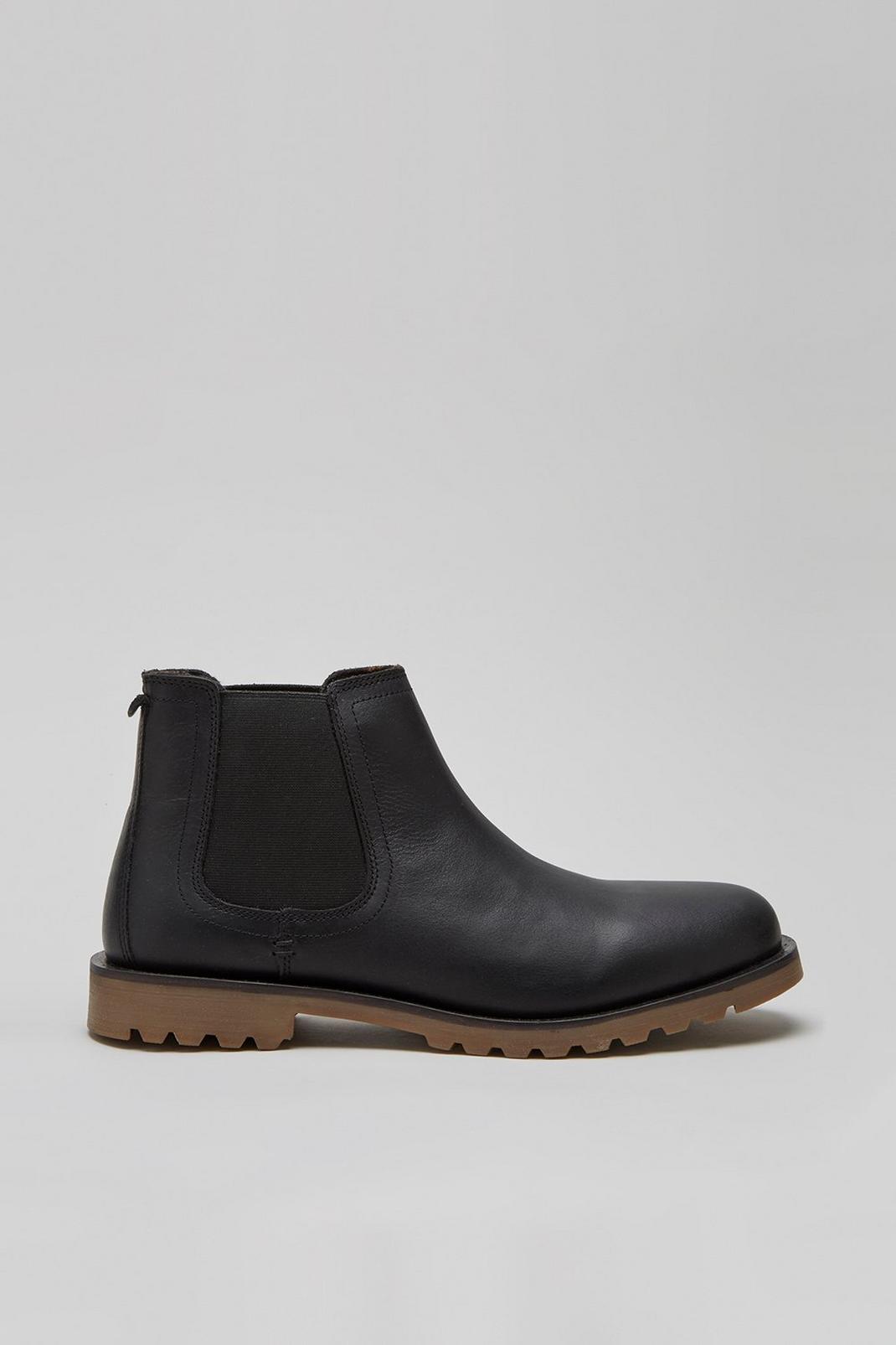 Black Leather Chelsea Boots image number 1