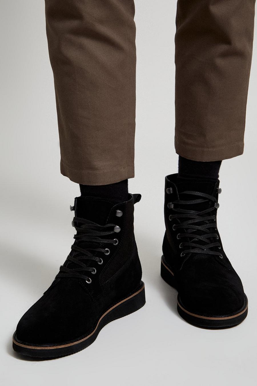 Suede Panel Detail Boots