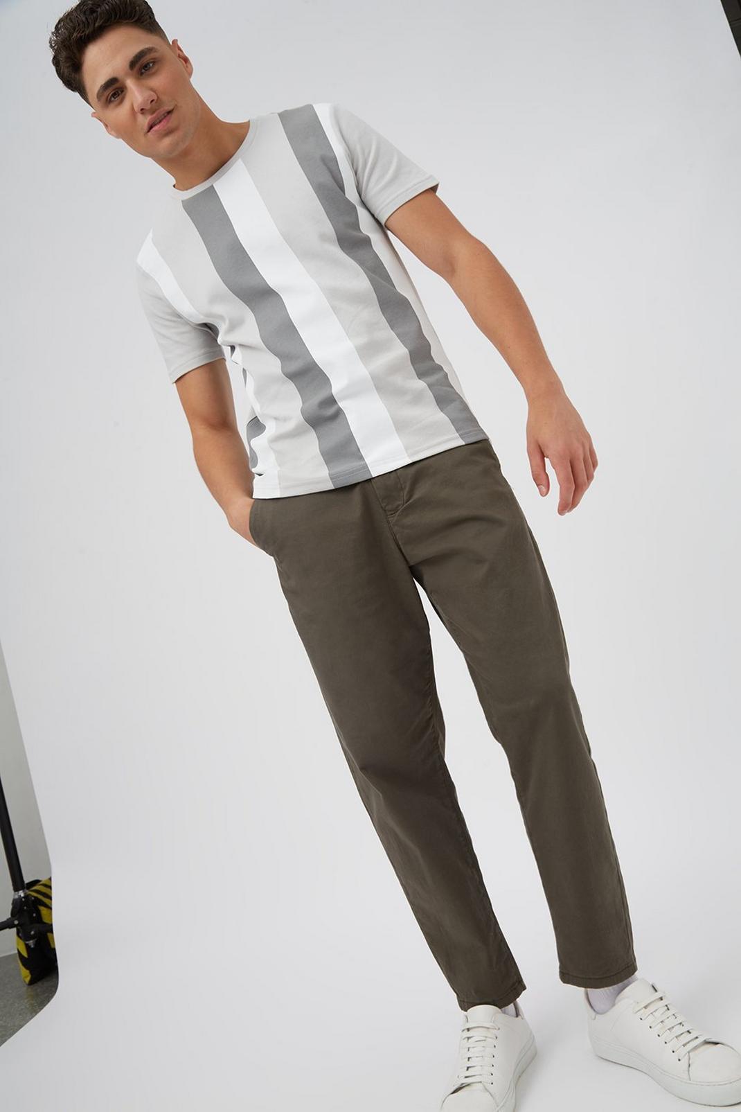 131 Grey Vertical Stripe T-shirt image number 2