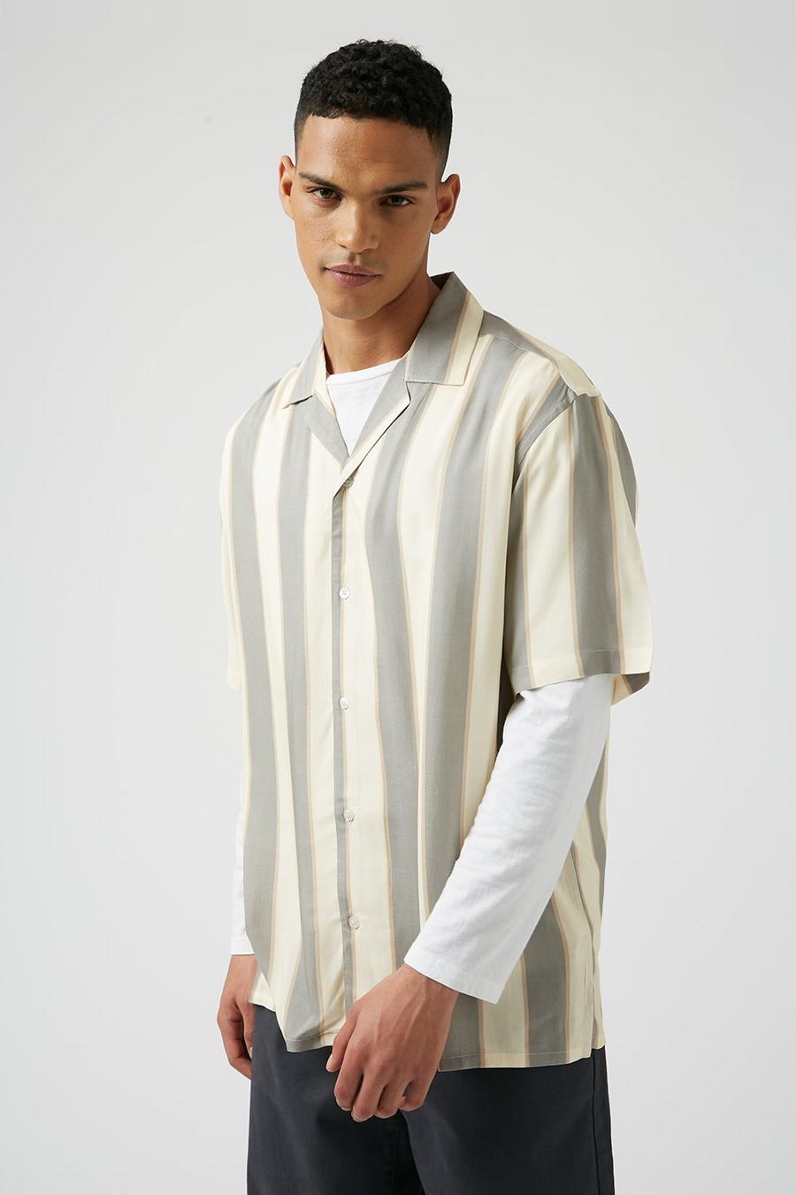 Oversized Khaki Stripe Shirt