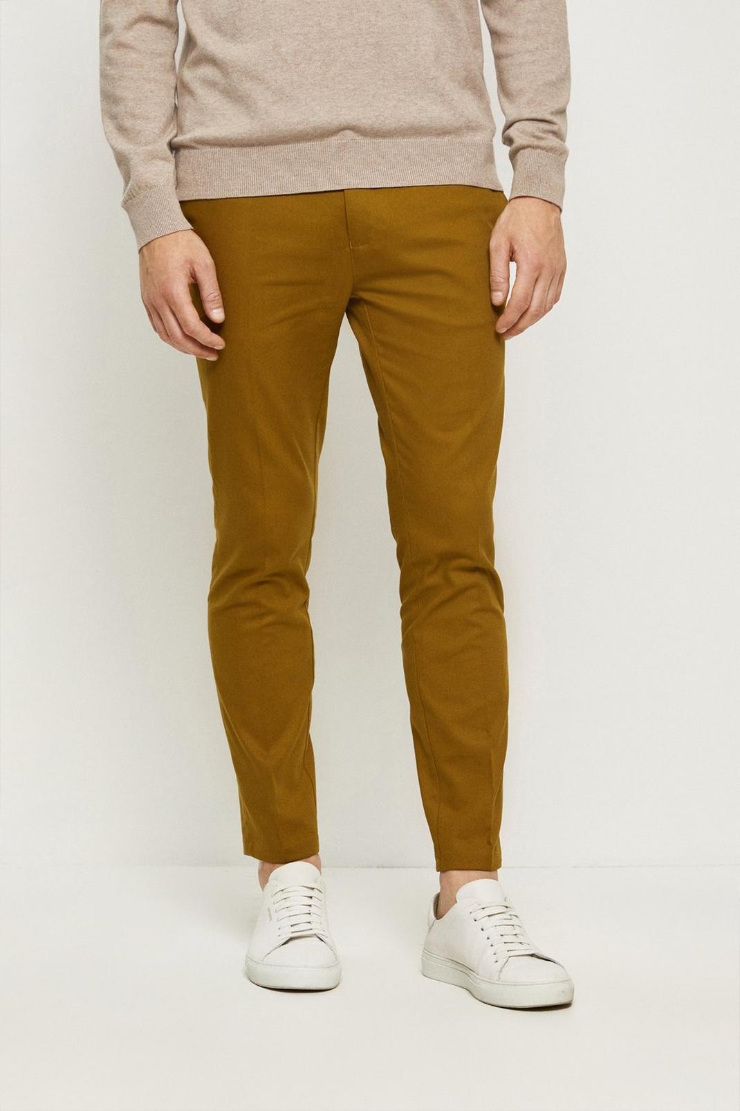Khaki Skinny Fit Stretch Chinos image number 1