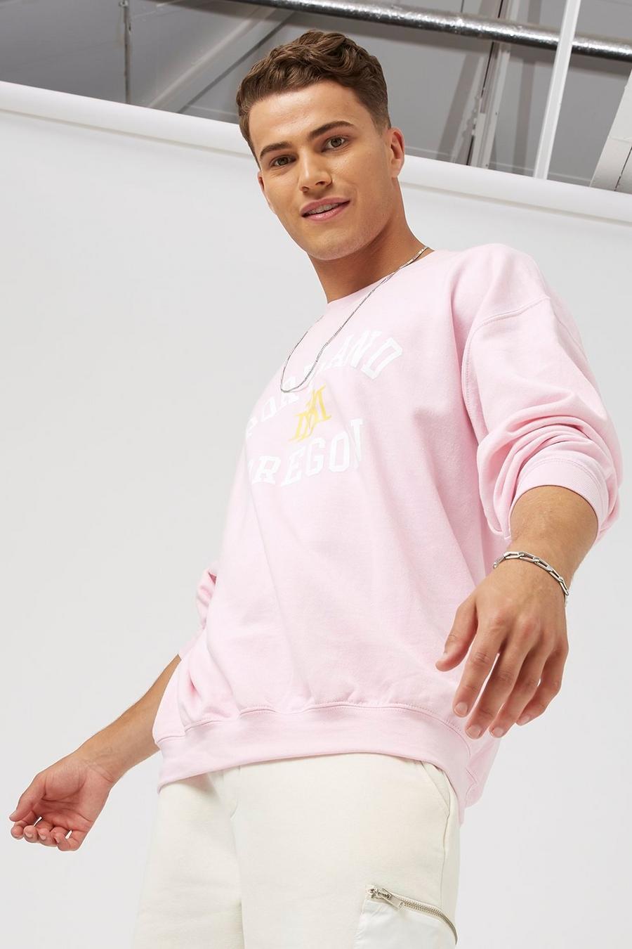 Pink Oversized Portland Print Sweatshirt