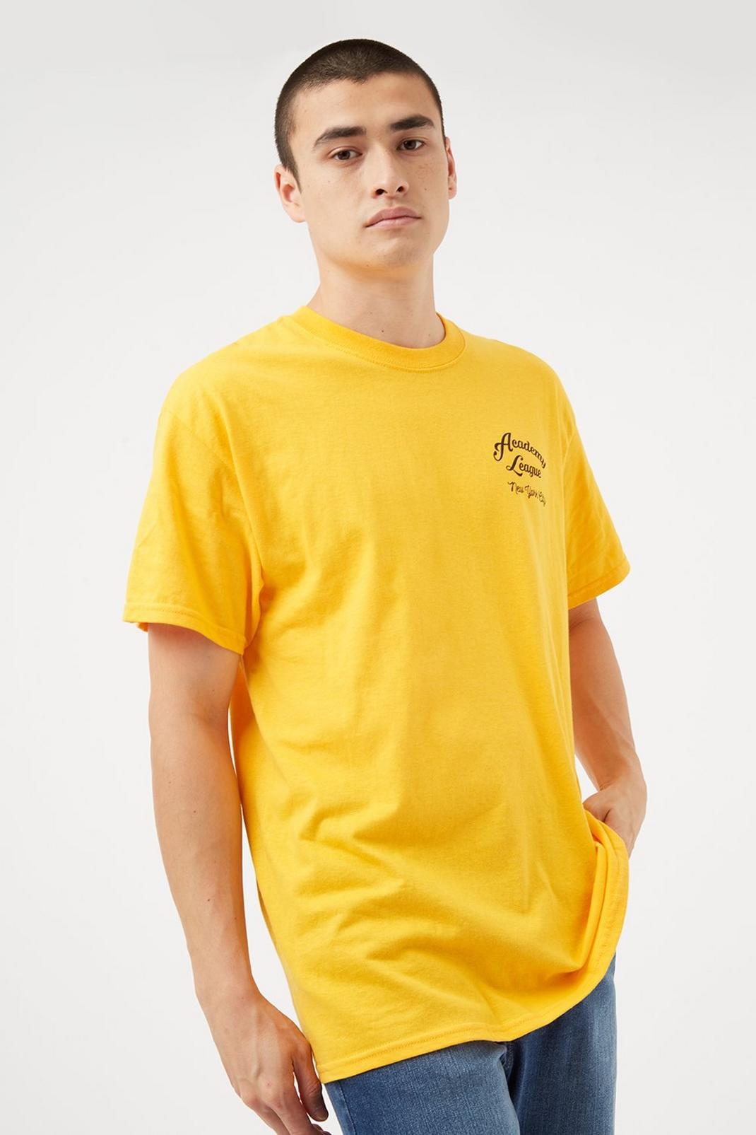 174 Yellow Oversized Academy League Print T-shirt image number 1
