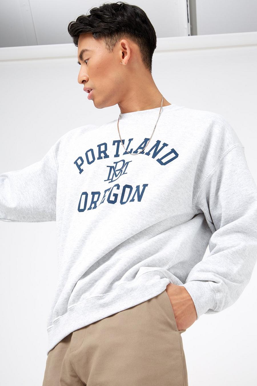 Grey Oversized Portland Print Sweatshirt