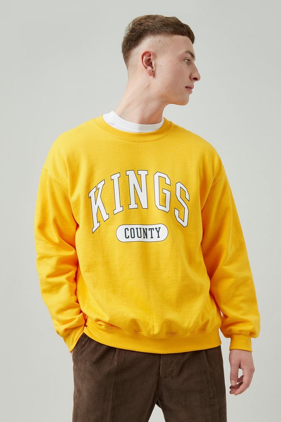 Mustard Oversize King County Print Sweatshirt
