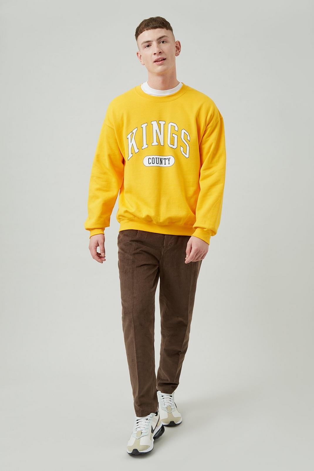 174 Mustard Oversize King County Print Sweatshirt image number 2