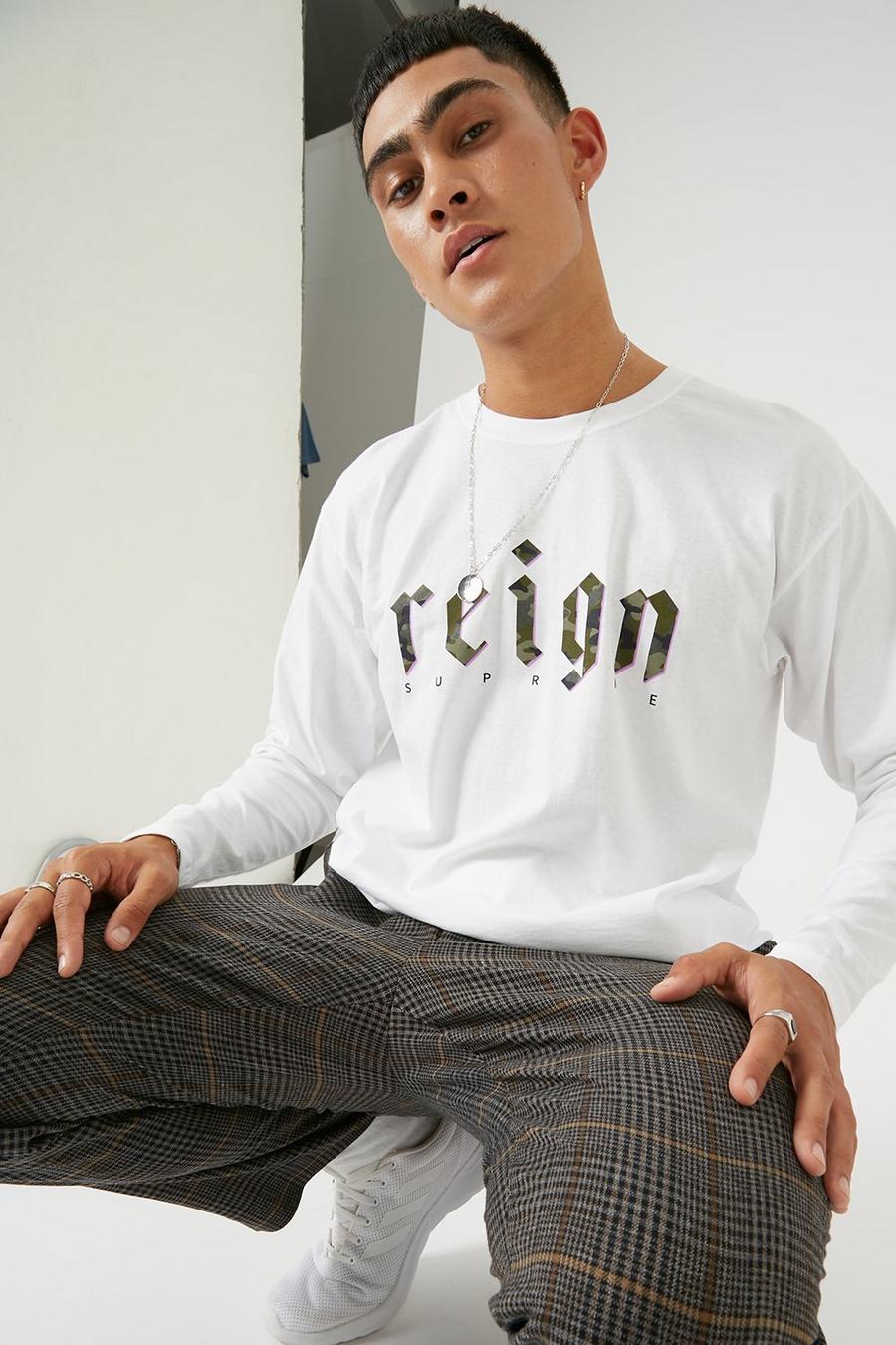 White Camo Reign Long Sleeve Print T-shirt