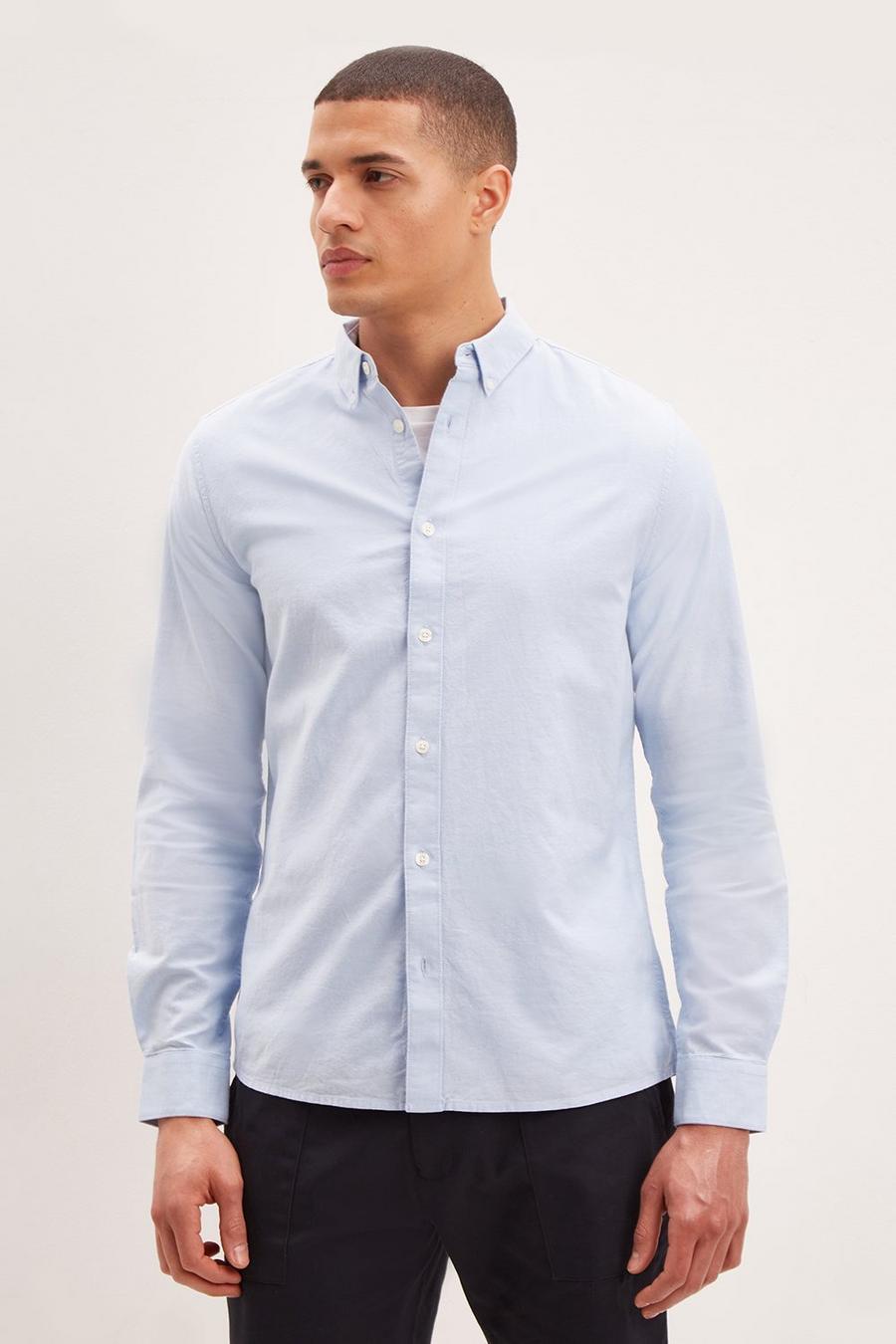 Long Sleeve Light Blue Oxford Shirt
