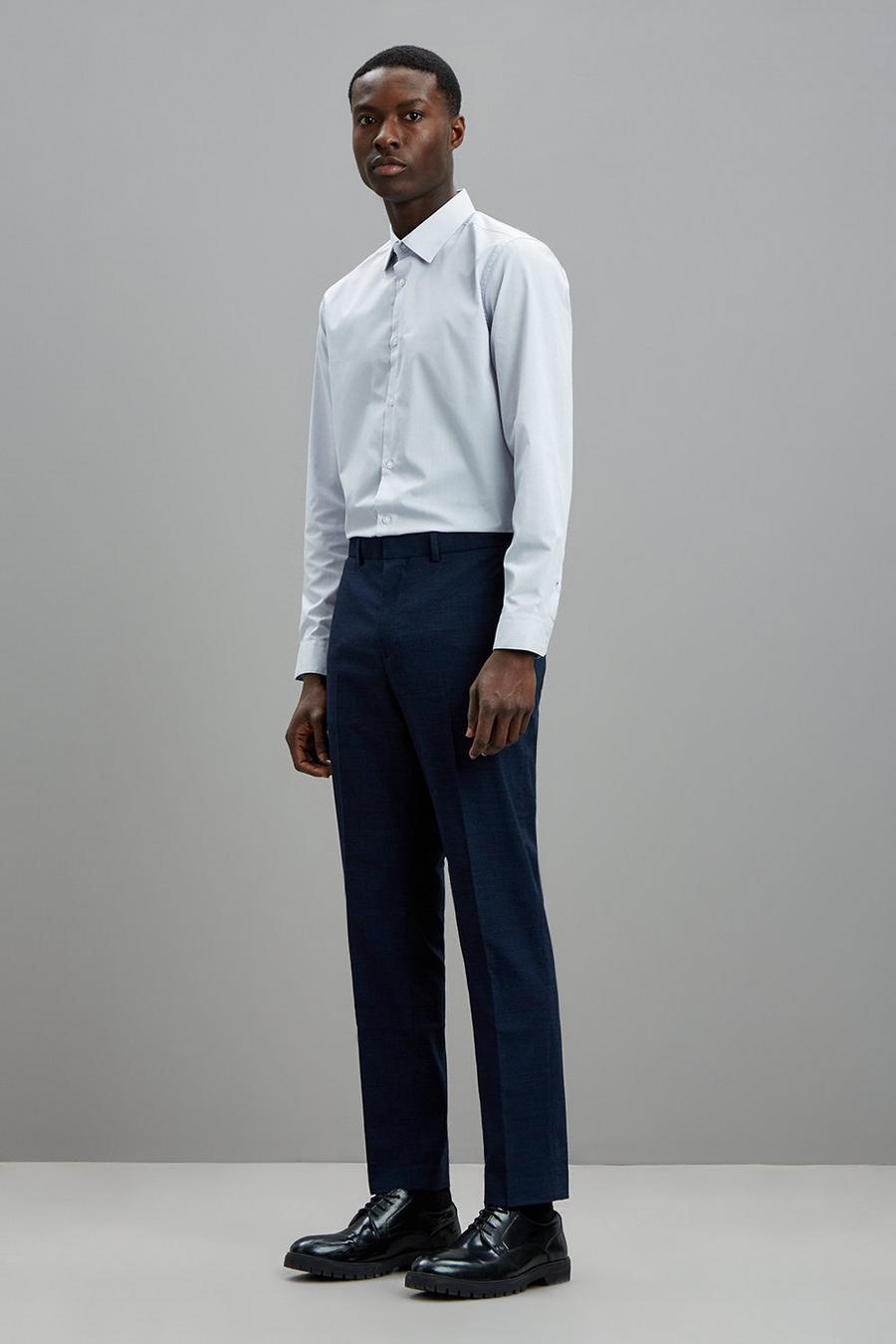Navy Tonal Check Tailored Suit Trouser