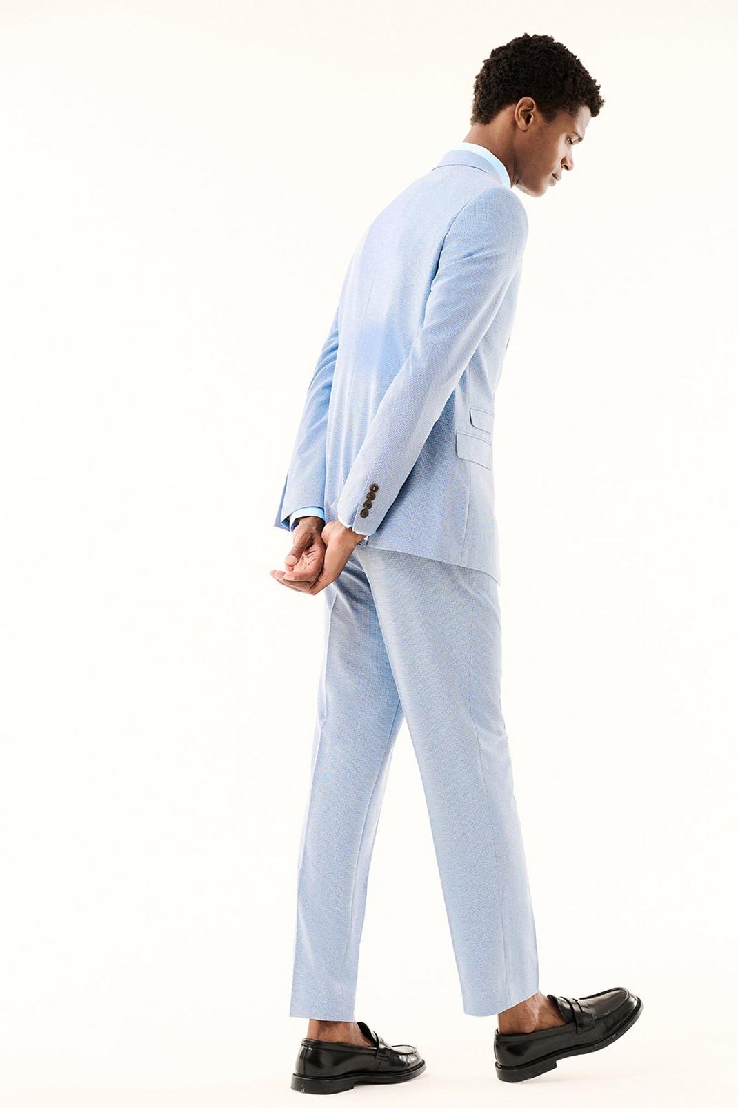 106 Slim Fit Blue Basketweave Trouser image number 2