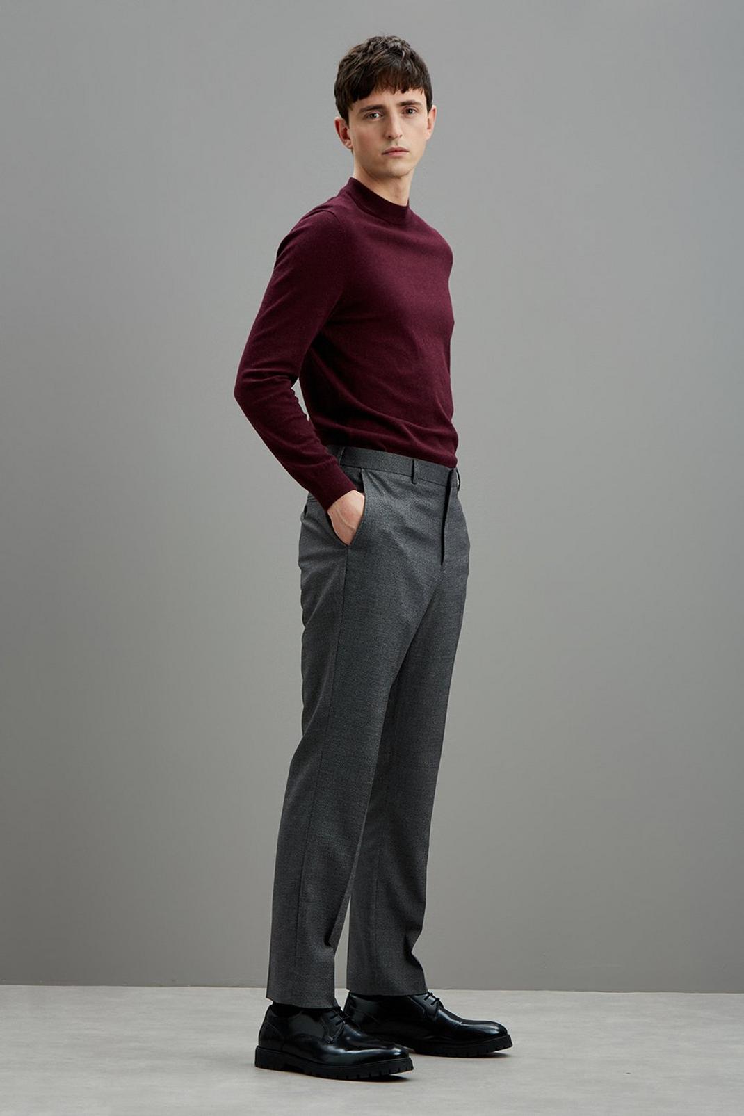 Tailored Fit Grey Grindle Trouser image number 1