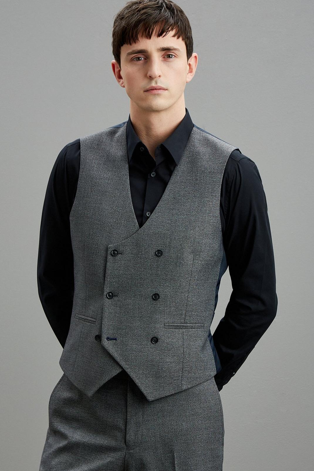 Tailored Fit Grey Grindle Waistcoat image number 1
