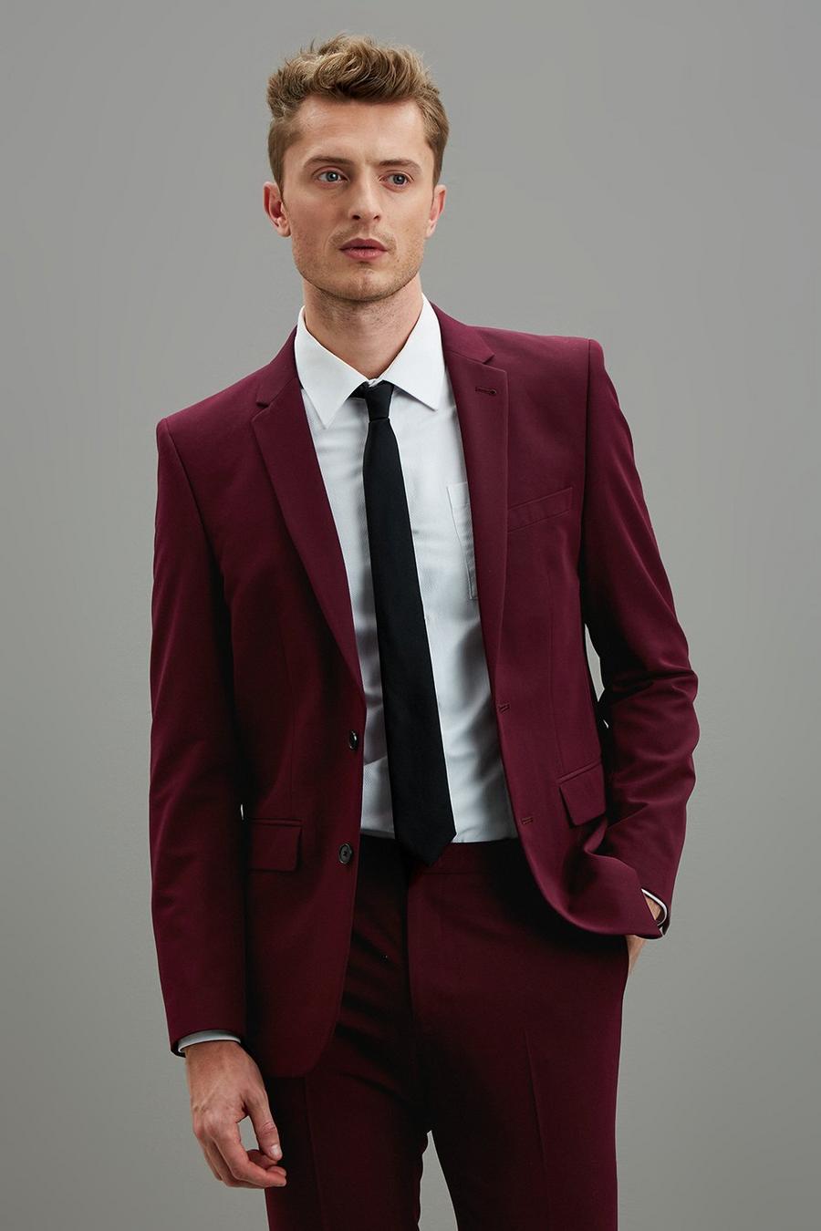 Raspberry Skinny Bi-Stretch Two-Piece Suit 