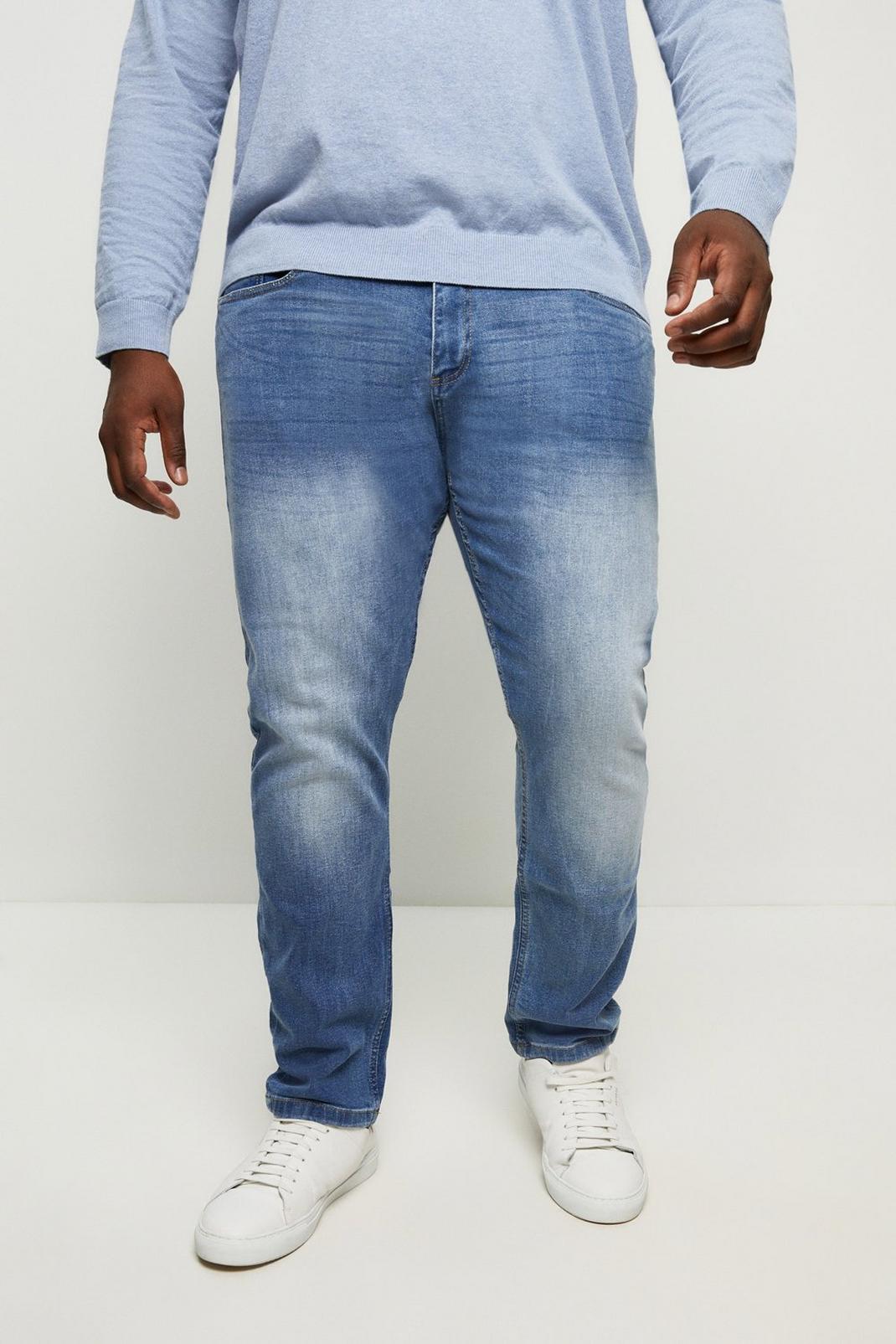 Plus And Tall Loose Tapered Light Blue Jeans image number 1