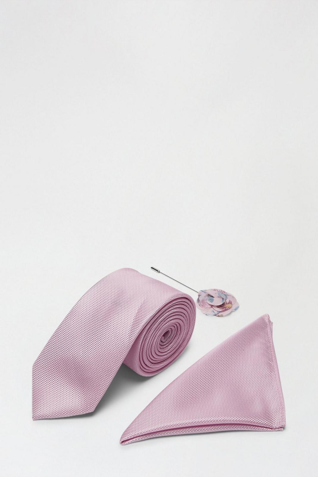 155 Pink Pin, Tie And Pocket Square Set image number 1