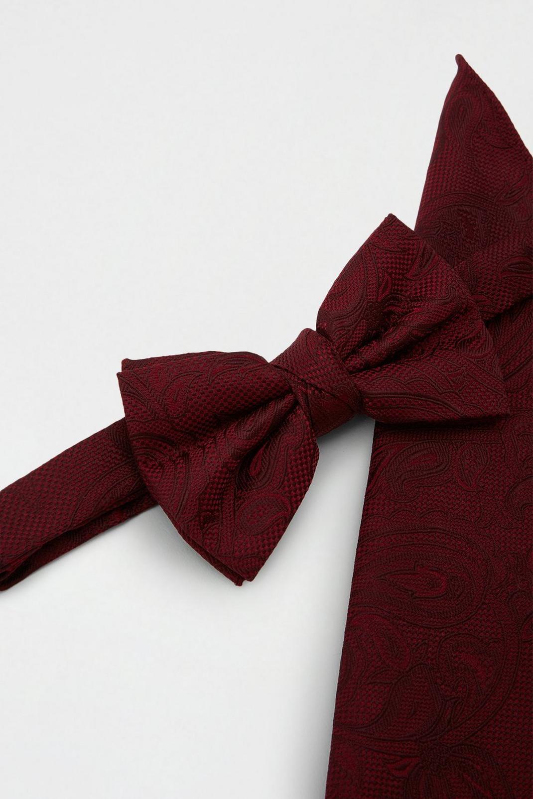 294 Burgundy Paisley Bow And Square Set image number 2