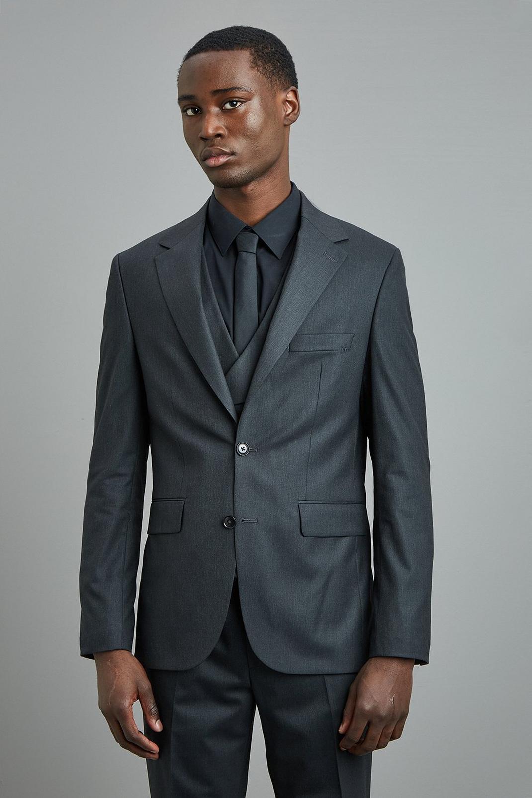 1904 Slim Fit Charcoal Two-Piece Suit image number 1