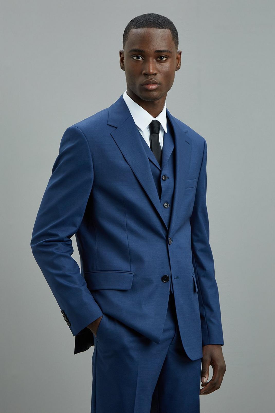1904 Tailored Fit Blue Suit Jacket image number 1